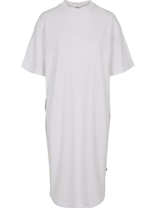 Καλοκαιρινό Midi Αθλητικό Φόρεμα T-shirt Κοντομάνικο Λευκό
