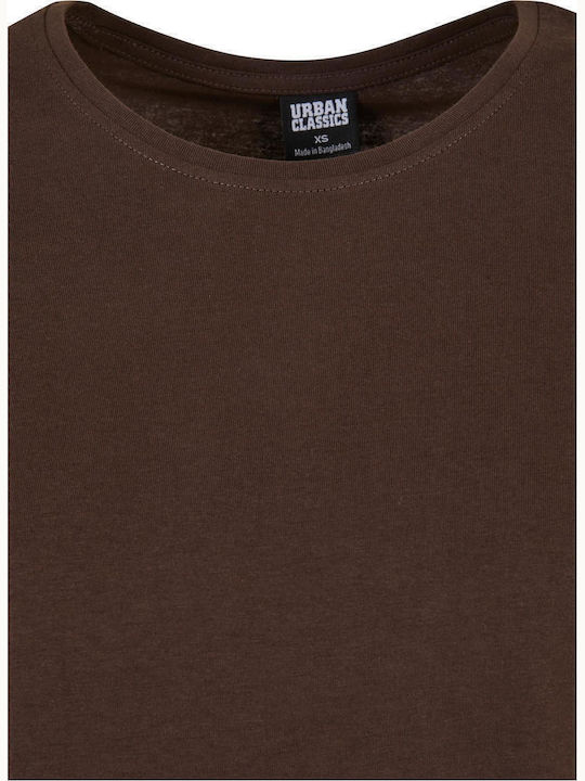 Καλοκαιρινό Mini T-shirt Φόρεμα με Βολάν Καφέ