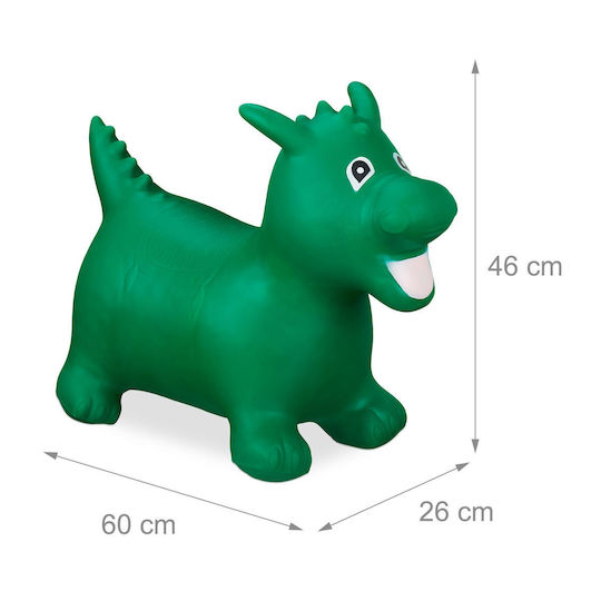 Săritor din cauciuc în formă de dragon pentru copii cu vârsta de 3+ Dimensiuni 46 X 26 X 60 cm Verde Relaxdays