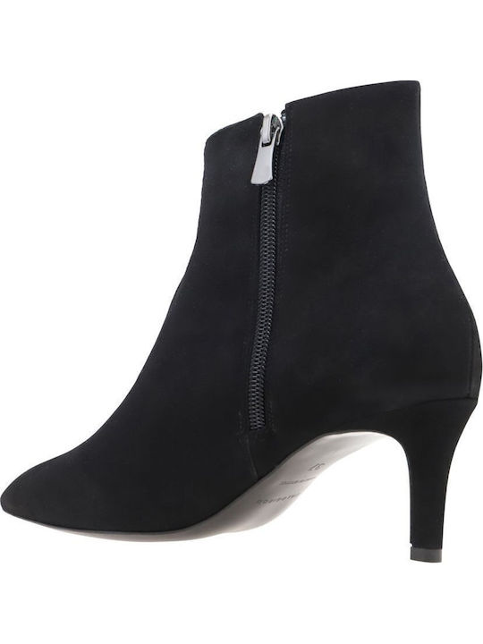 Suede Women's Ankle Boots with Medium Heel Black
