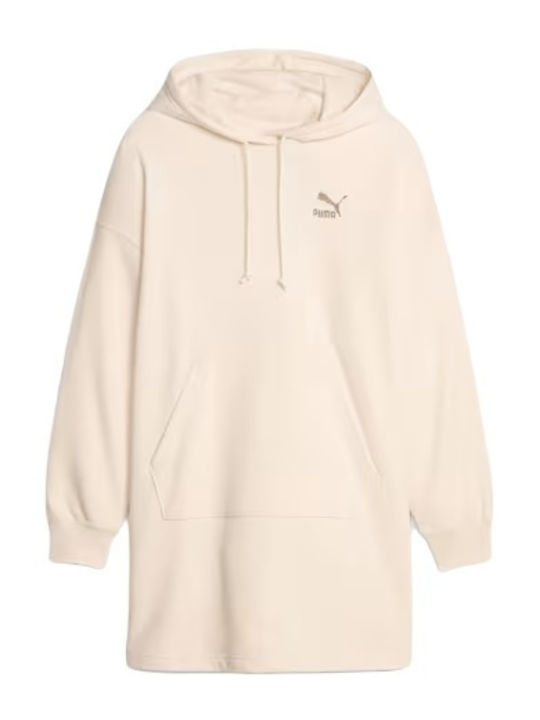 Classics Mini Αθλητικό Φόρεμα Μακρυμάνικο με Κουκούλα Off White