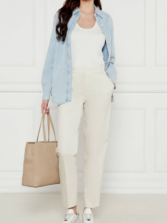 Dama Tesatura Pantaloni cu Croială Slim Chalk
