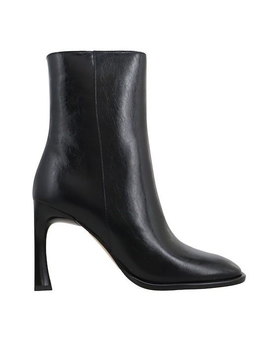 Leder Stiefeletten Damen Schwarz