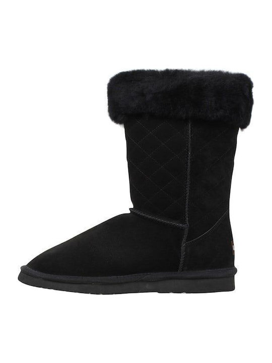 Suede Γυναικεία Μποτάκια Μαύρα