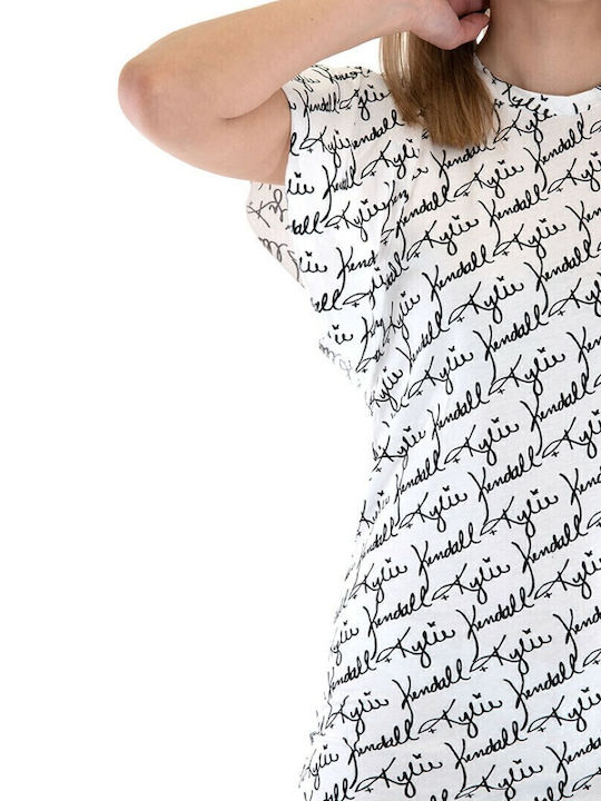 Καλοκαιρινό Mini T-shirt Φόρεμα με Βολάν Petrol/White