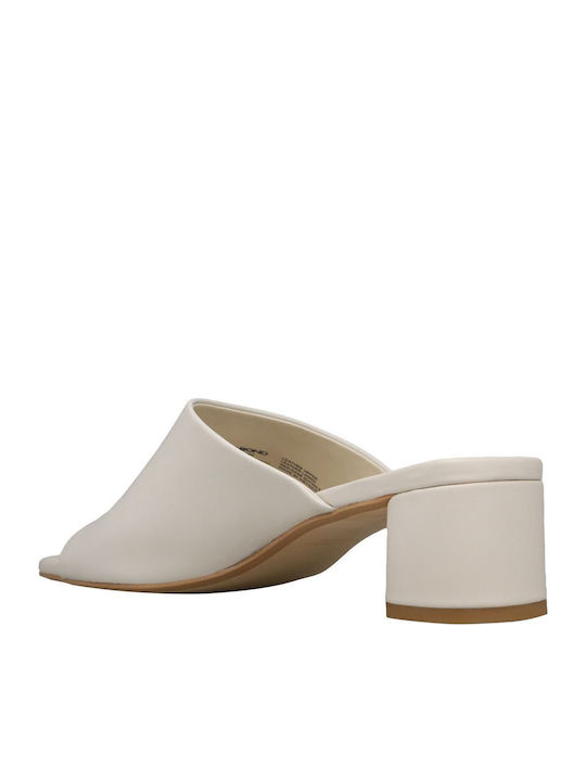 Piper Leather Mules with Chunky Low Heel Off White