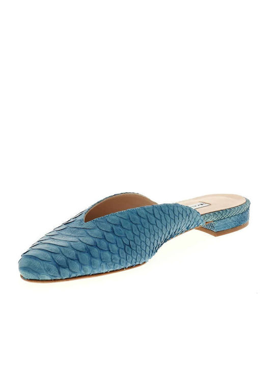 Flat Mules in Light Blue Color
