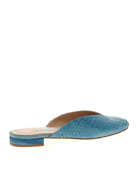 Flat Mules in Light Blue Color
