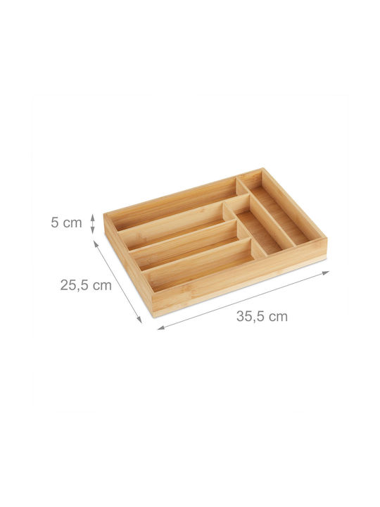 Relaxdays Tăvi Pentru Tacâmuri De Sertar Din Lemn 35.5x25.5x5cm Bej