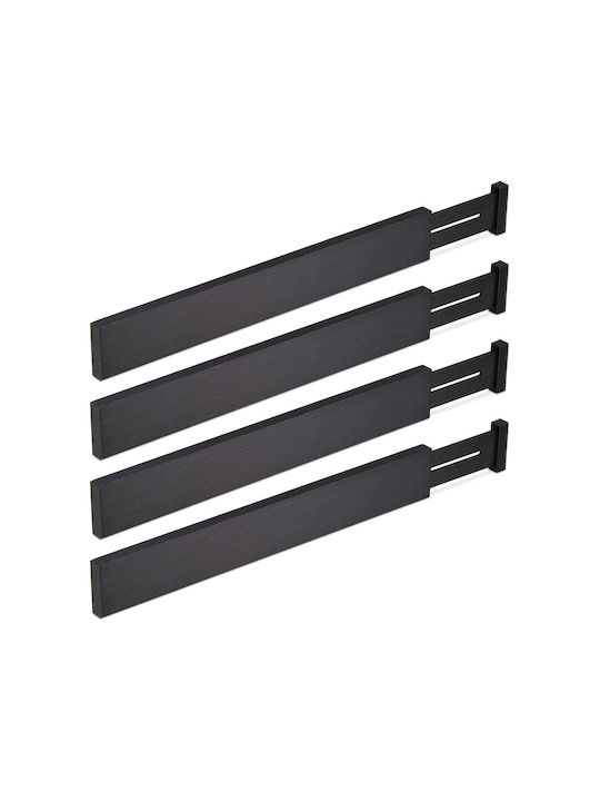Relaxdays Divizor De Sertar Din Lemn Negru 1.5x6cm 4 Bucăți