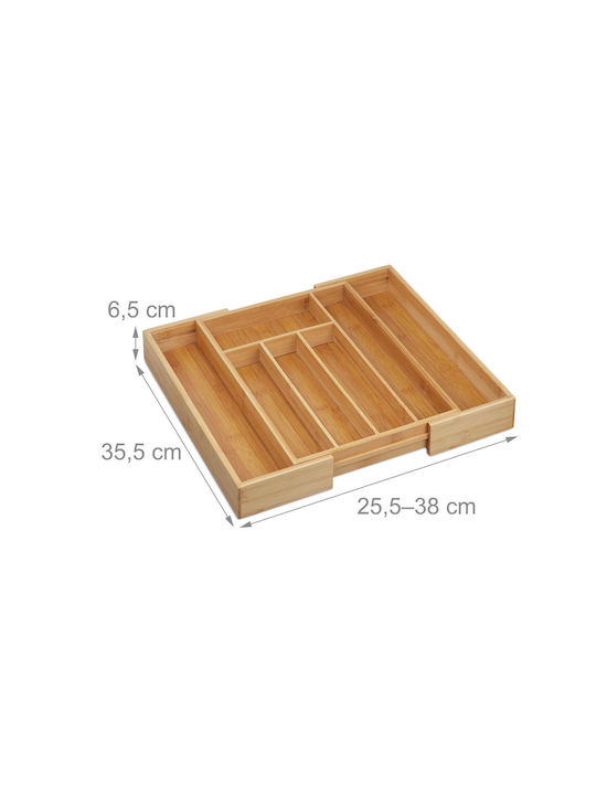 Relaxdays Поставка За Прибори За Чекмедже Дървена 35.5x25.5x6.5см Бежова