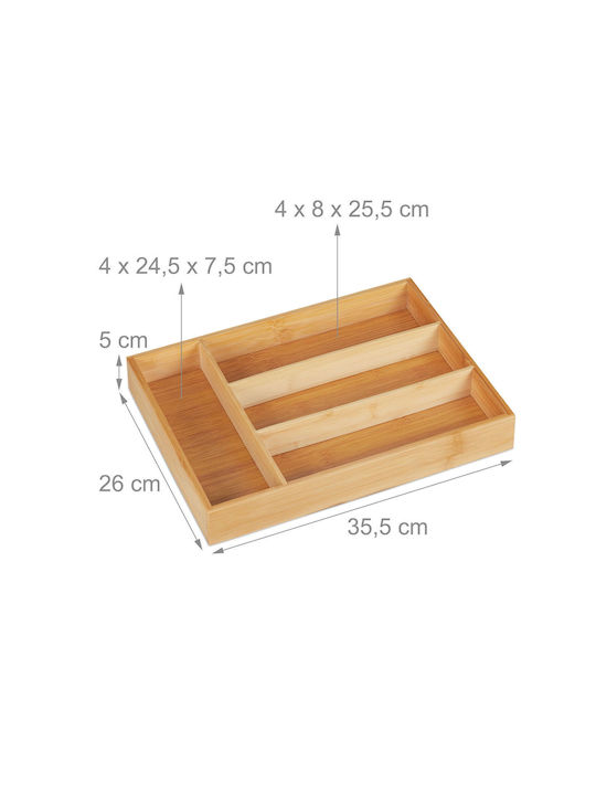 Relaxdays Tăvi Pentru Tacâmuri De Sertar Din Lemn 35.5x26x5cm Bej