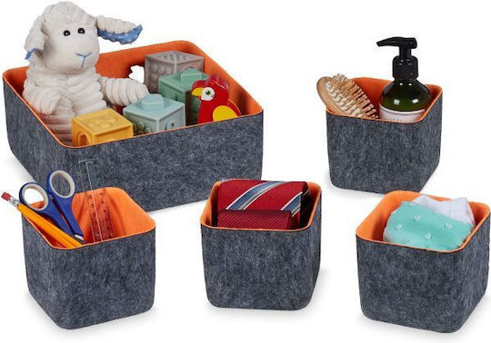 Relaxdays Plastic Cutie de Depozitare cu Capac Gri 5buc