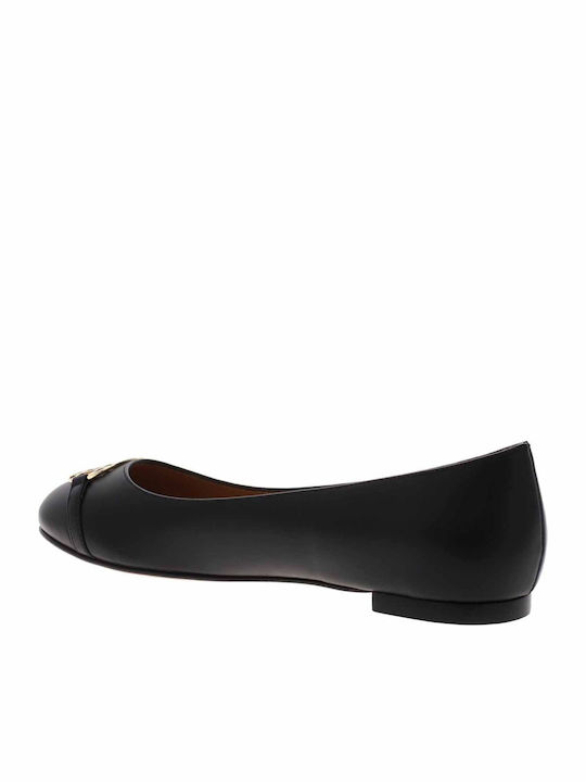 Lederne Damen Ballerinas in Schwarz Farbe
