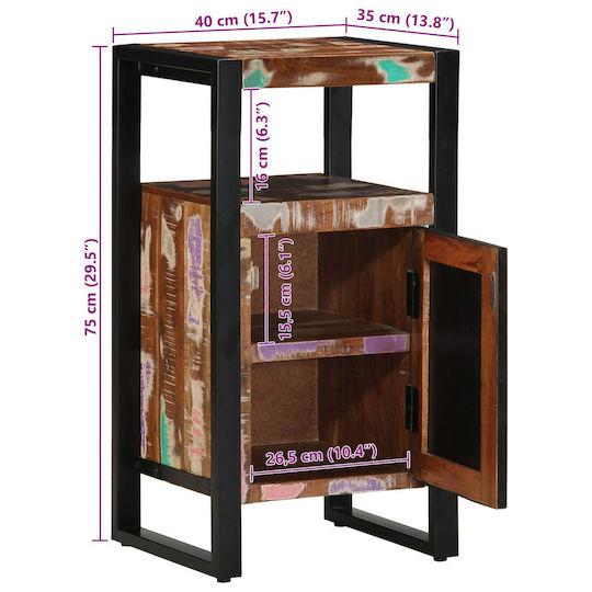 vidaXL Ντουλάπι Μπάνιου 40x35x75cm Πολύχρωμο