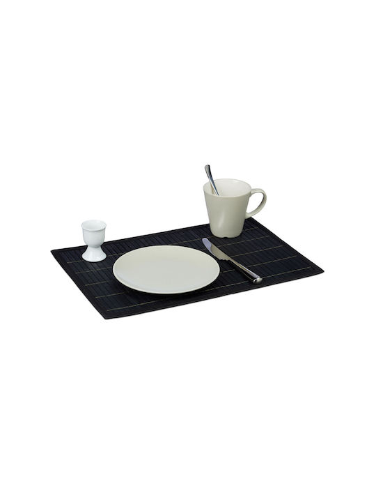 Relaxdays Platzdeckchen Bamboo Schwarz 45x30cm 6Stück