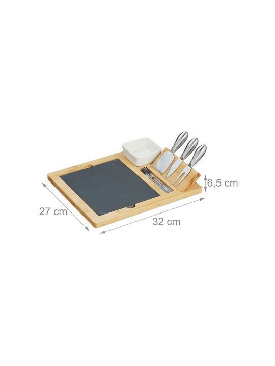 Relaxdays Porcelain Cheese Serving Platter 27x32cm 9pcs