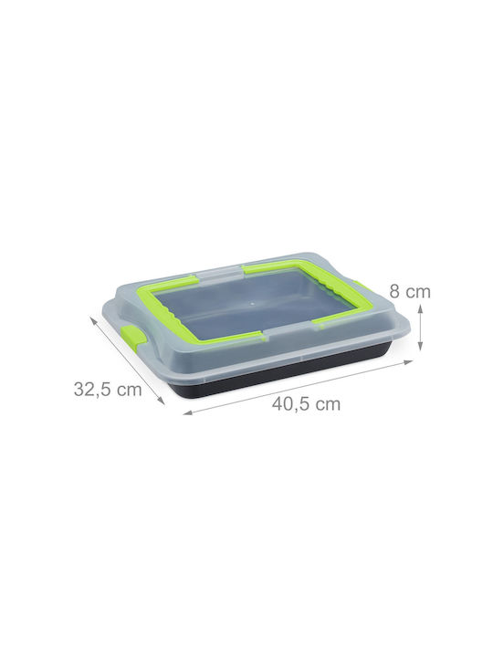Relaxdays Stainless Steel Rectangular Baking Pan with Lid with Non-stick Coating 32.5x40.5cm