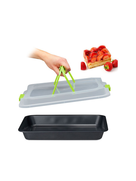 Relaxdays Stainless Steel Rectangular Baking Pan with Lid with Non-stick Coating 32.5x40.5cm