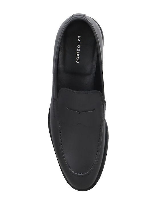 Leather Women's Loafers in Black Color