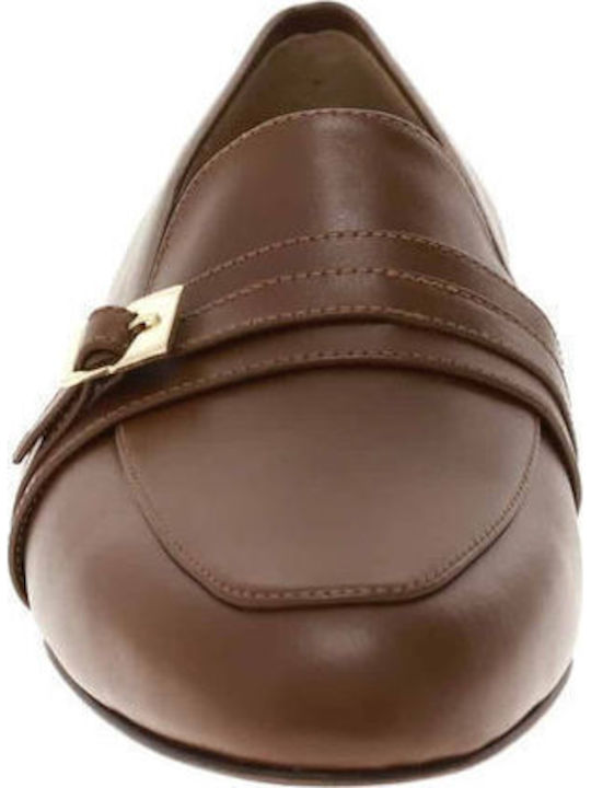 Leather Women's Loafers in Brown Color