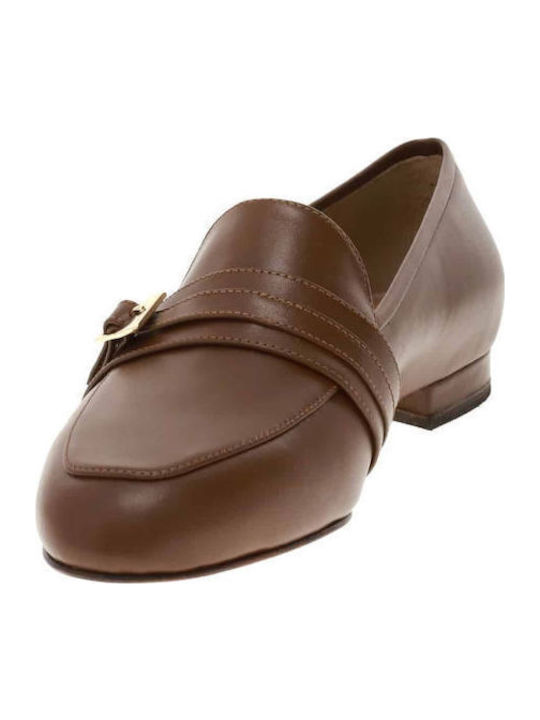 Leather Women's Loafers in Brown Color