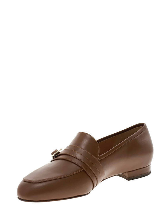 Leather Women's Loafers in Brown Color