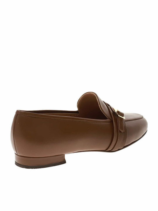 Leather Women's Loafers in Brown Color