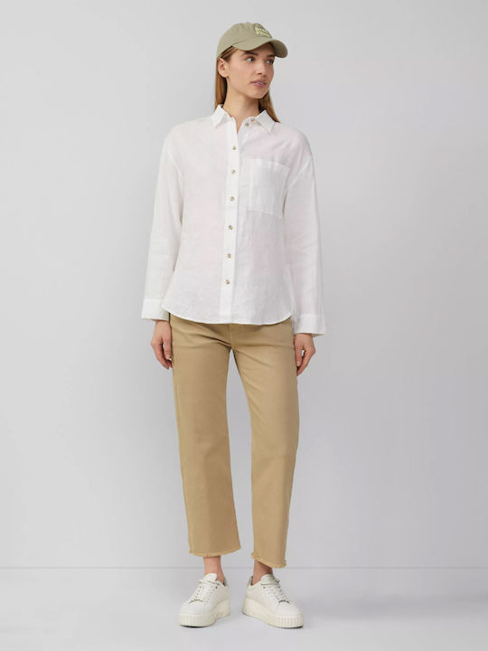 Women's Linen Long Sleeve Shirt White