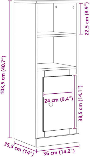 Ντουλάπι Σαλονιού από Ξύλο Μαύρο Δρυς 36x35.5x103.5cm