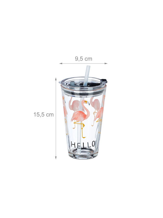 Relaxdays Set de pahare Cocteiluri / pentru apa din Sticlă cu pai 450ml 4buc