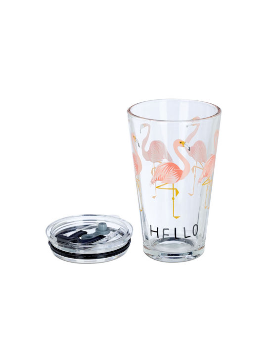 Relaxdays Set de pahare Cocteiluri / pentru apa din Sticlă cu pai 450ml 4buc