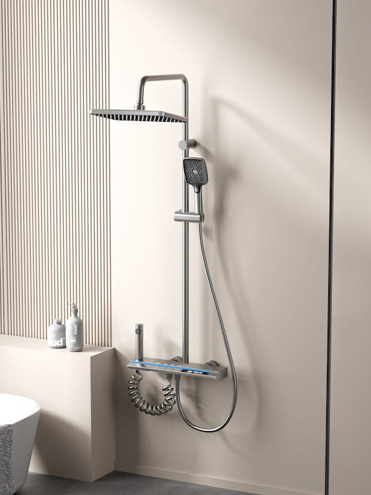H2O Duschsäule ohne Armatur 30cm Schwarz