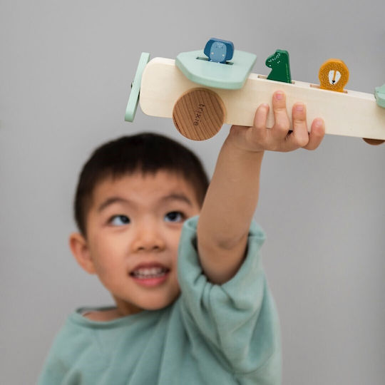 Trixie Push Along Airplane with Animals made of Wood for 18++ Months