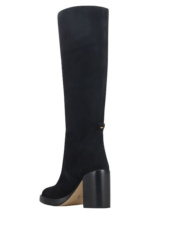 Hayden Suede Γυναικείες Μπότες με Μεσαίο Τακούνι Μαύρες