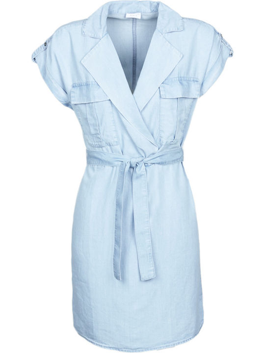 Rochie De Vară Pentru Femei Mini Din Denim Albastru Deschis