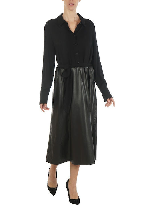Midi Leather Dress Black