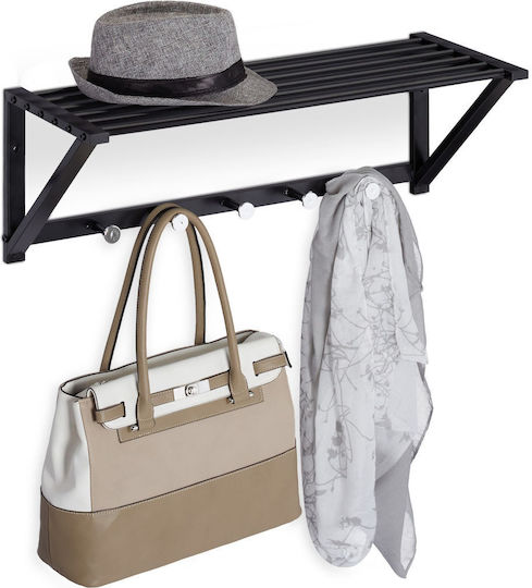 Wall Coat Rack Shelf 5 Hooks Made Steel Dimensions 23 X 65 X 25 Cm Black Relaxdays Wall Coat Rack Shelf 5 Hooks Made Steel Dimensions 23 X 65 X 25 Cm Black Relaxdays