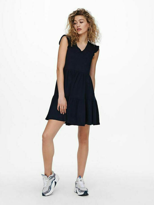 May Summer Mini Dress with Ruffle Night Sky