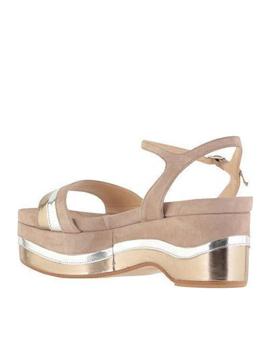 Flache Sandalen für Damen Flatforms in Beige Farbe