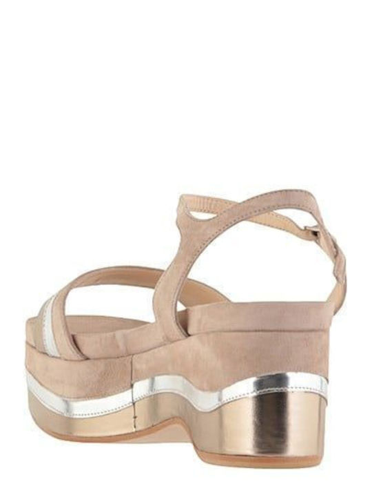 Flache Sandalen für Damen Flatforms in Beige Farbe