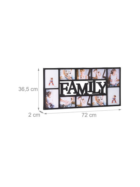 Колажна рамка за снимки 10 изображения 36.5 X 72 X 2 см черна Relaxdays