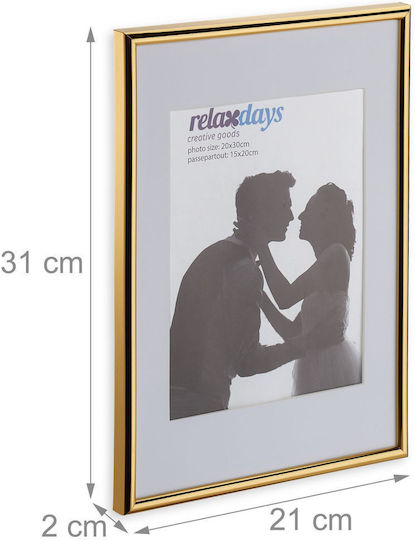 Set 2 Photo Frames 20x30 Cm Gold Relaxdays
