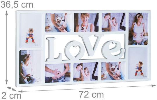 Rama Foto Colaj 10 Imagini Dragoste 36.5 X 72 X 2 Cm Alb Relaxdays