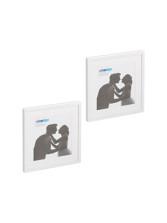 Set 2 Photo Frames Wall Table 41 X 41 X 2.5 Cm Plastic Glass White