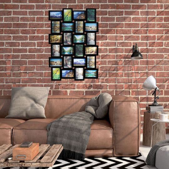 Ramă Foto 59 X 86 X 2.5 Cm Colaj 24 Fotografii Dimensiuni Diferite Negru