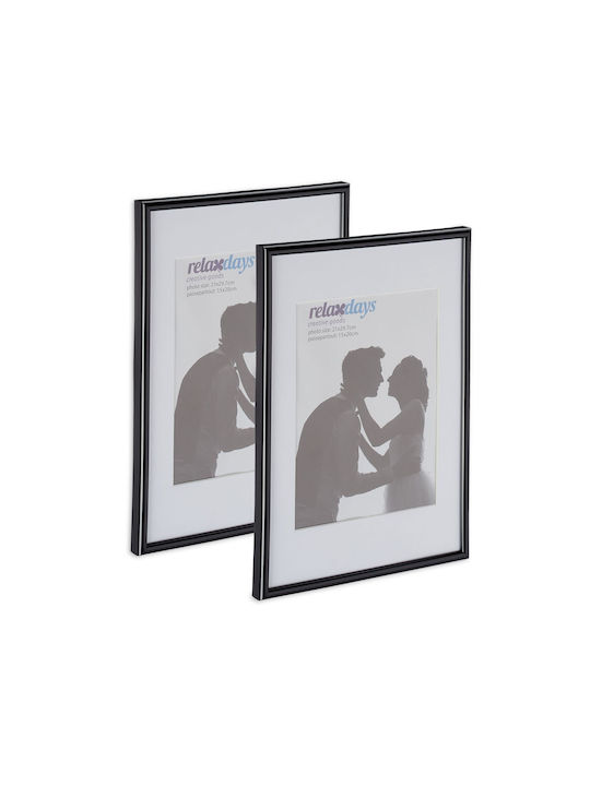 Set 2 A4 Photo Frames Black Relaxdays