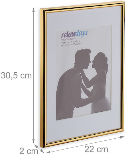Set 2 A4 Photo Frames Gold Relaxdays