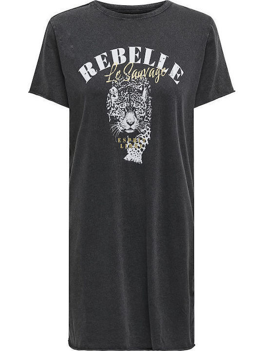 Life Summer Mini T-Shirt Dress Rebelle Black