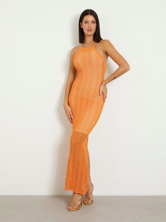 Summer Maxi Dress for Wedding Christening Orange